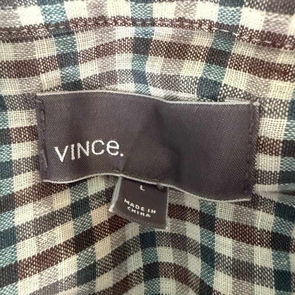Vince Men’s Plaid Button-Down Shirt Large Long Sleeve Casual Workwear - Picture 2 of 8